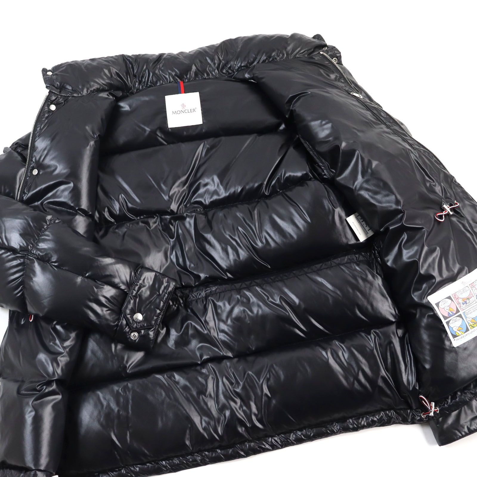 美品○MONCLER モンクレール 20-21AW F20911B53000 68950 RATEAU GIUBBOTTO ロゴワッペン付き  フード入り スタンドカラー ドローコード ダウンジャケット ブラック 5 正規品 メンズ