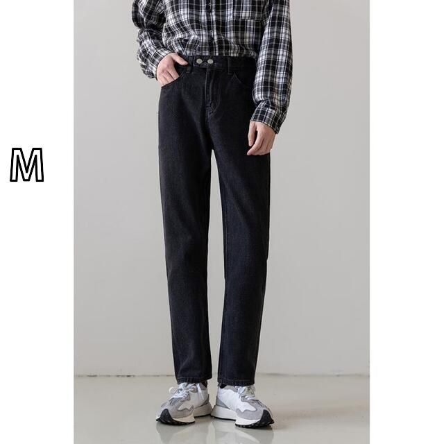 M 秋冬 コーデ メンズ 服 シンプル ファッション オシャレ 大人 かっこいい 大きいサイズ ストリート 紳士服 ストレート レッグ ジーンズ カジュアル スリムフィット ライト ウォッシュド フ スリミング パンツ