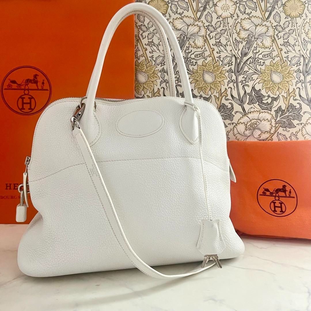 極美品♡HERMES【ボリード31 】ホワイト ツイリー付き　ハンドバッグ 極美品♡HERMES【ボリード31 】ホワイト ツイリー付きハンドバッグ