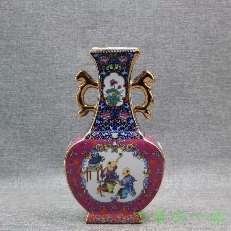蒔絵琺瑯の六方花瓶 景徳鎮 陶磁器 装飾品 現代工芸品 美術品 置物 蒔絵琺瑯の六方花瓶 景徳鎮 陶磁器 装飾品 現代工芸品 美術品