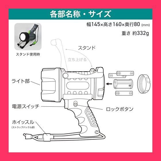 まとめ）ELPA LEDパワーライトホイッスル付ストラップ DOP-LSP010 1個