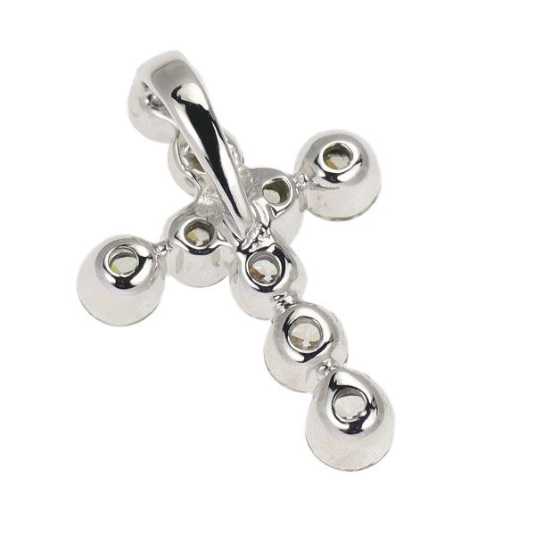 K18WG 色石0.40ct ダイヤモンドD0.25ct クロスペンダントトップ