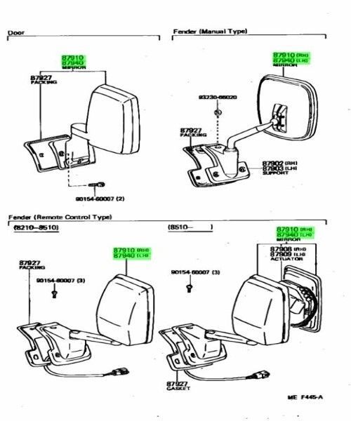 トヨタ ランドクルーザー アウタリヤビューミラー 右 LAND CRUISER MIRROR OUTER REAR VIEW RH 1982 10 - 1984 10 BJ42V 1HZ 2B 2F 2H 3B