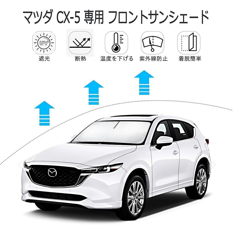 2024 厚い5層構造】マツダ CX-5 専用フロントサンシェード KFEP