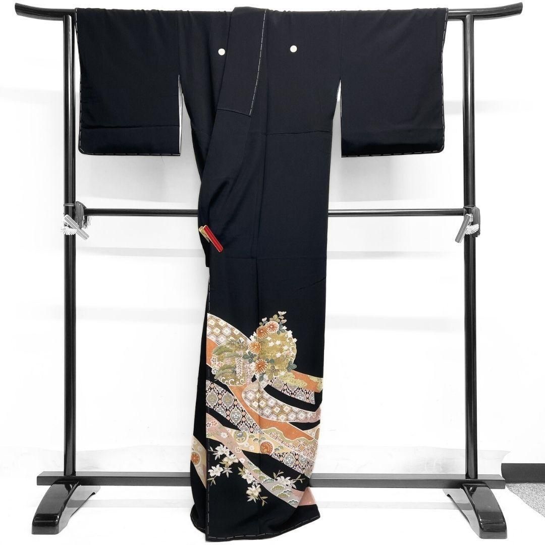 正絹黒留袖　駒刺繍　金彩　④( 訪問着、紬、袋帯なども出品) 正絹黒留袖 駒刺繍 金彩 ( 訪問着、紬、袋帯なども出品)