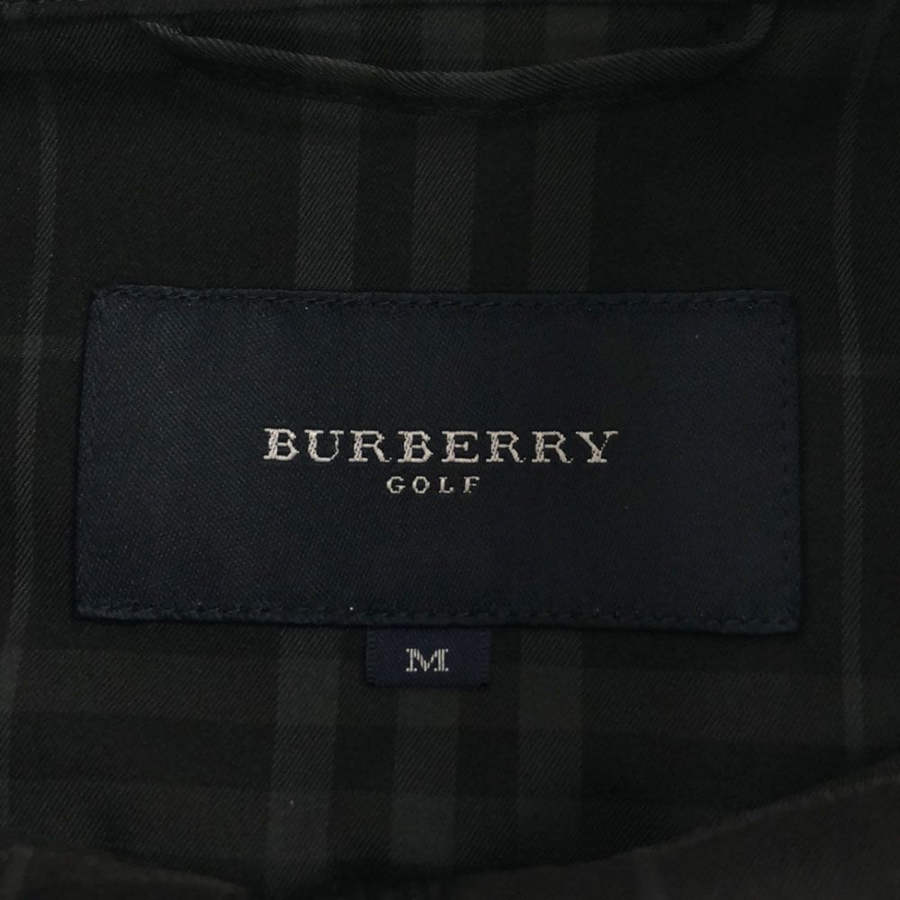 BURBERRY - バーバリー 三陽商会 チェック柄 ゴルフ ジップ ベスト M ブラック×グレー BURBERRY メンズ バーバリー 三陽商会 チェック柄 ゴルフ ジップ ベスト M