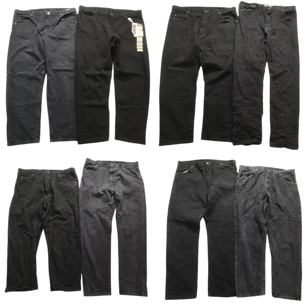 古着卸 Wrangler ラングラー ブラックデニム パンツ 8枚セット メンズ 40 |42 アメカジ フェード 古着 NA6445
