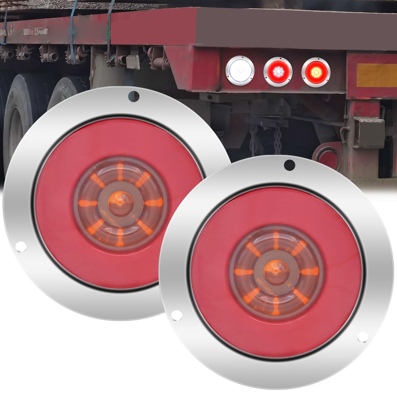 【人気商品】トレーラー 24v テールライト 丸テール led 「ブレーキ・スモール・バックランプ」 防水 汎用 テールランプ 丸型 トラック トラック トレーラー ボート尾灯 Ygmylandbb レッドとイエ