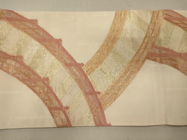 平和屋着物＊夏物　九寸開き名古屋帯　渡橋文　金糸　正絹　逸品　CAAW9119oy 平和屋着物＊夏物 九寸開き名古屋帯 渡橋文 金糸 正絹 逸品 CAAW9119oy