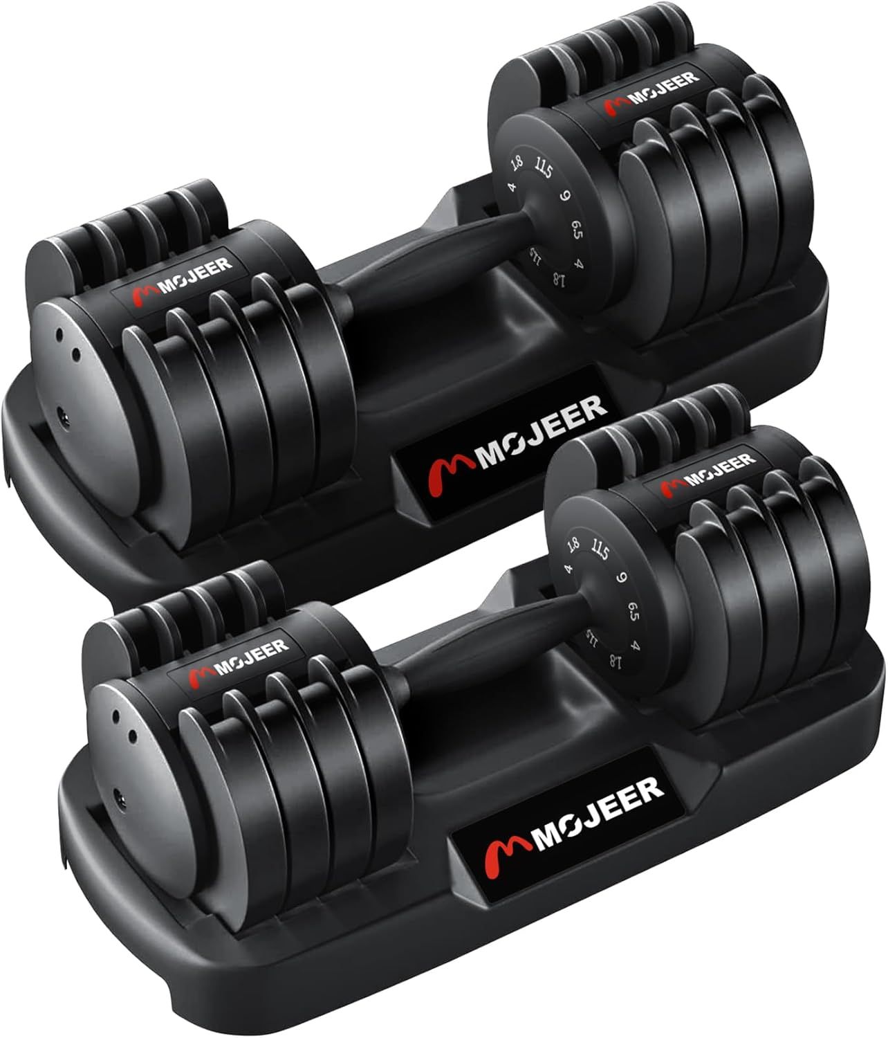 MOJEER ダンベル 可変式 11.5kg|20kg|25kg|32kg 1個 2個セット アジャスタブルダンベル 1.8~11.5kg|3~20kg|3~25kg|3.5~32kg 5段階調節 1秒で重量調整 コンパクト クイックダンベル 筋トレ