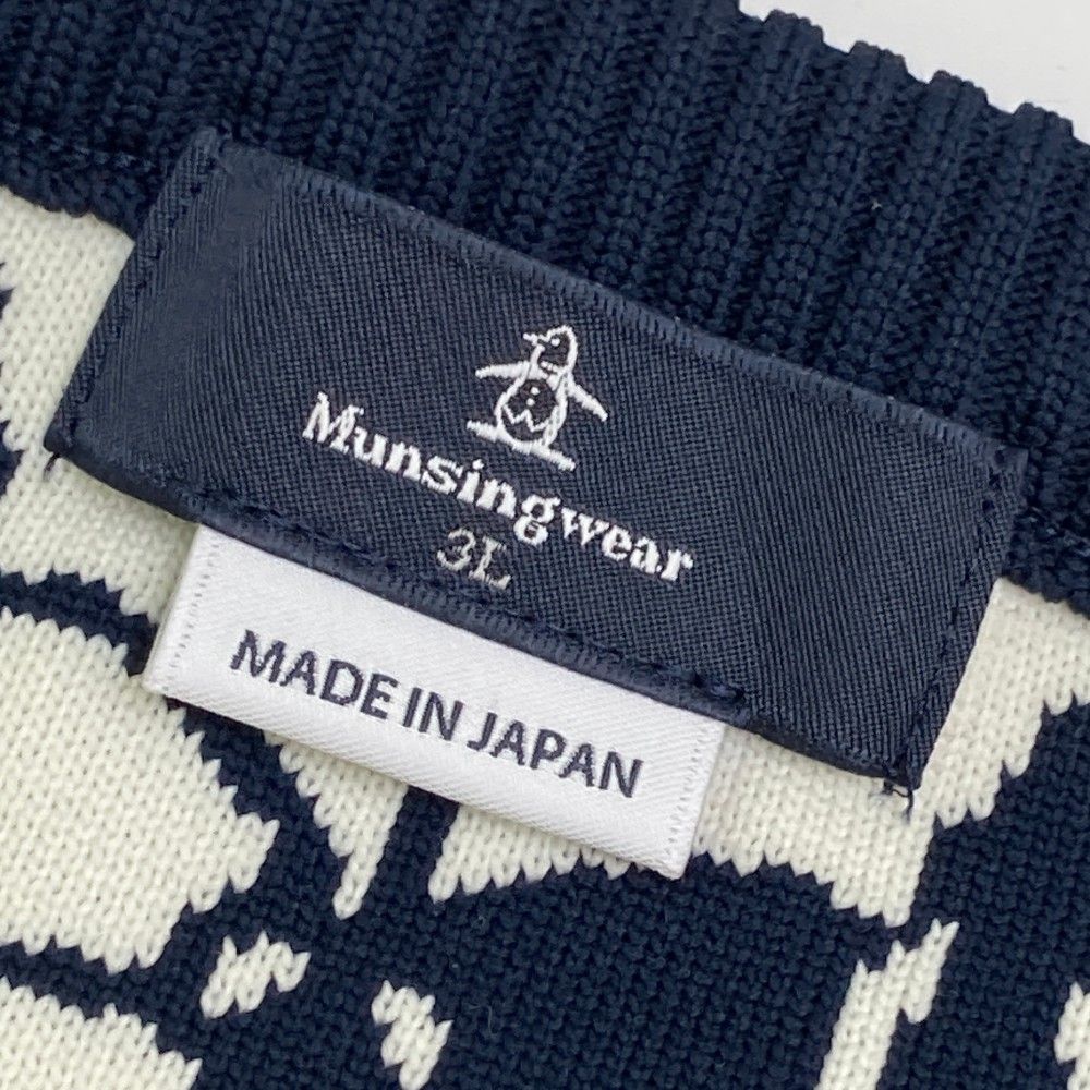 サイズ：3L MUNSING WEAR マンシングウェア MGMSJL10 ニットセーター 総柄 ネイビー系 [240101443347] ゴルフウェア メンズ ストスト サイズ：3L MUNSING WEAR マンシングウェア MGMSJL10 ニット