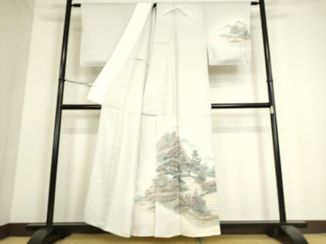 平和屋着物▽訪問着 単衣 作家物 風景花文 ホリケン謹製 正絹