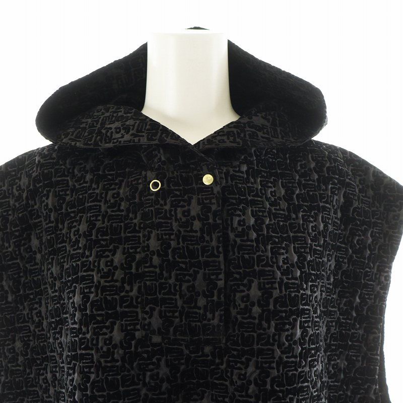 フミエ タナカ FUMIE TANAKA monogram parker ベスト フード 2 黒 ブラック F23S-24 /AN21 レディース フミエ タナカ FUMIE TANAKA monogram parker ベスト フード 2