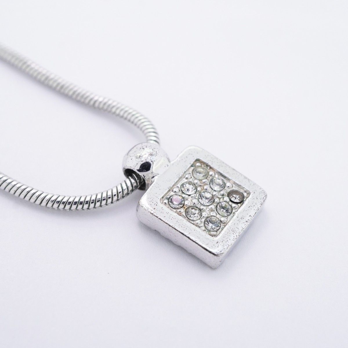 5jib0549 クリスチャンディオール ネックレス トロッター スクエア メタル ラインストーン シルバー レディース