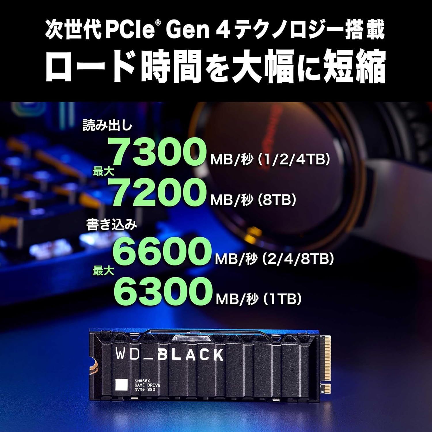 Western Digital ウエスタンデジタル WD BLACK M.2 SSD NVMe PCIe Gen4 x4 WDS100T2XHE-EC SN850X