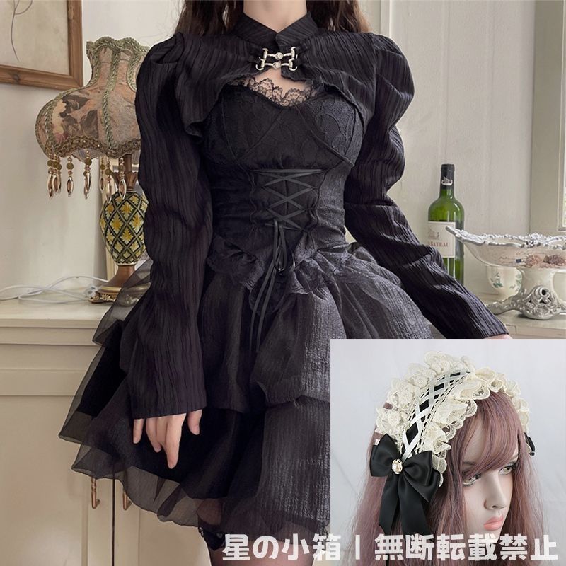 新品 未使用 ゴシック風ロリータドレス 豪華4点セット（吊り