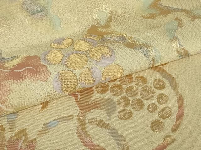 平和屋着物○六通柄袋帯 葡萄唐草文 金糸 鈴乃屋扱い 正絹 逸品
