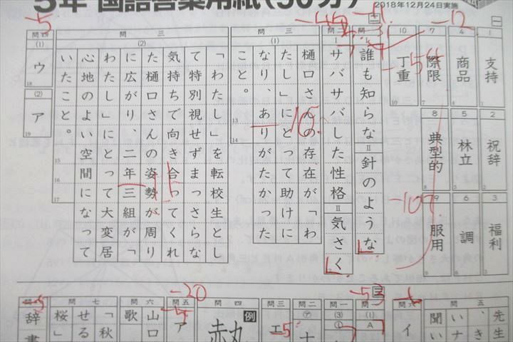 UW27-048 日能研 5年 全国公開模試 実力/PRE合格判定テスト/学習力育成