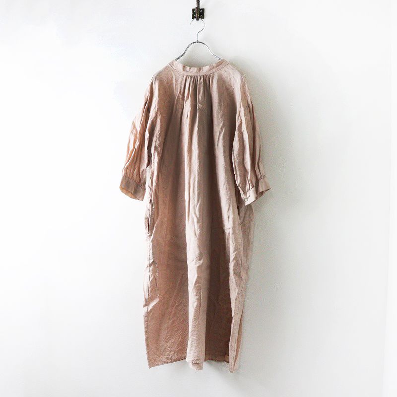 ローブデポー ROBE de PEAU リネン2wayリボンワンピース ピンク ドレス 前後着 ギャザー ワイド 2400014595840