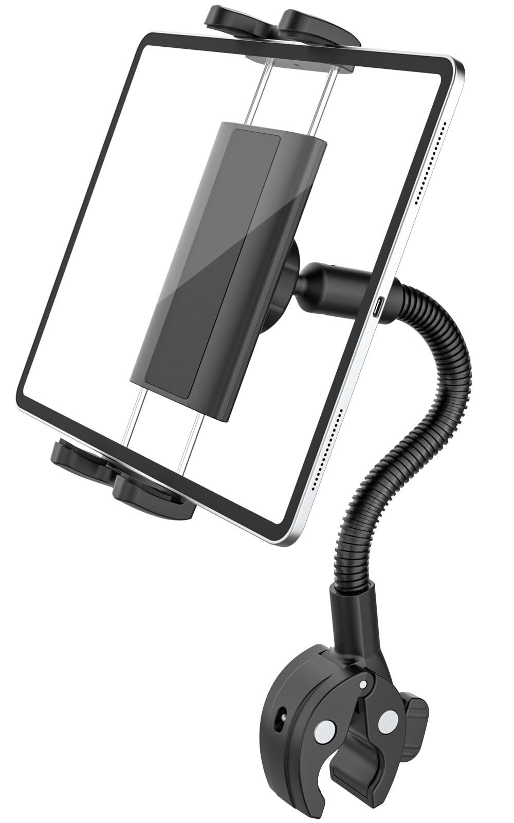 【人気商品】mini/iPhoneなど Air 9.7 11 12.9 Pro 4-13インチ多機種対応：iPad 日本語説明書付き 取り付け容易 安定性 360度回転 マイクロフォン ベビーカー 取付 ポール ハンドルバー アイパッドホル
