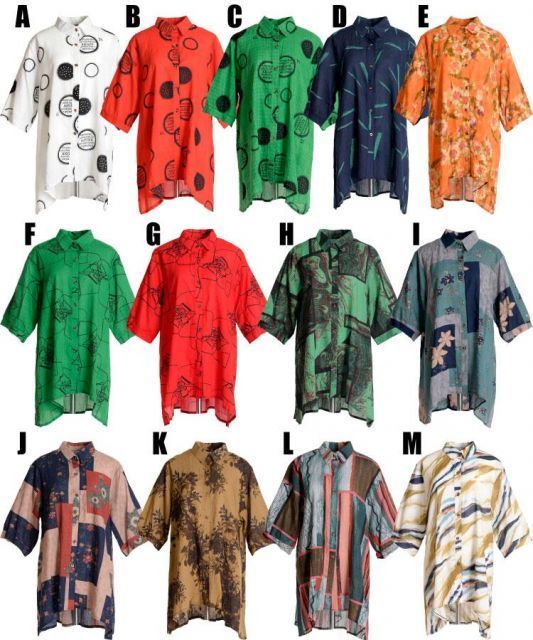 種類1:A 柄シャツ レディース ブラウス 柄 七分袖 トップス
