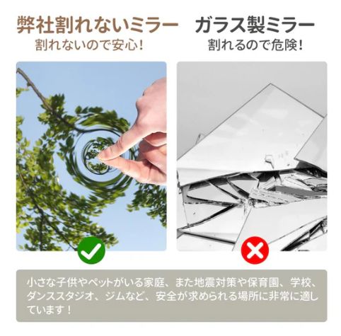 割れない鏡 ウォールミラー 壁掛け 姿見鏡 160×60cm 黒 金 銀 木