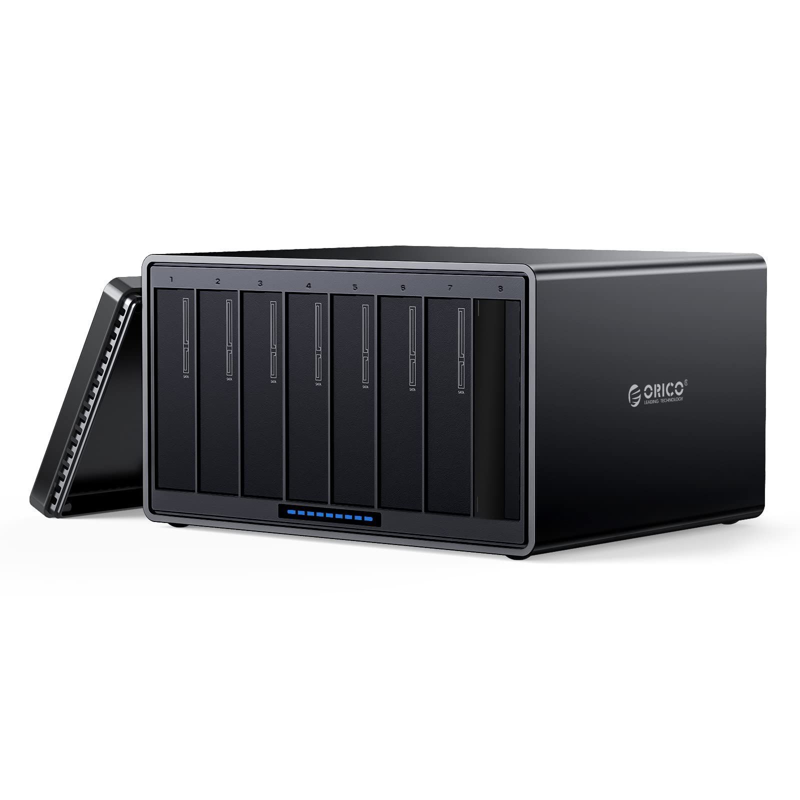 新着商品 NS800U3 ハニカム式放熱構造 アルミ製 ハードディスクケース 5Gbps高速 最大128TBまで 3.0対応 SATA 8台対応 磁気吸着式 ドライブケース USB3.0接続 HDDケース 3.5インチ ORICO