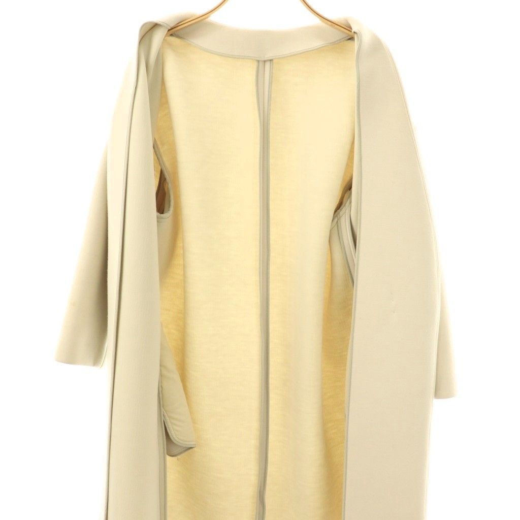 Plage プラージュ　ノーカラーリバーコート　ロング　スポンジ　ベージュ Plage プラージュ ノーカラーリバーコート ロング スポンジ