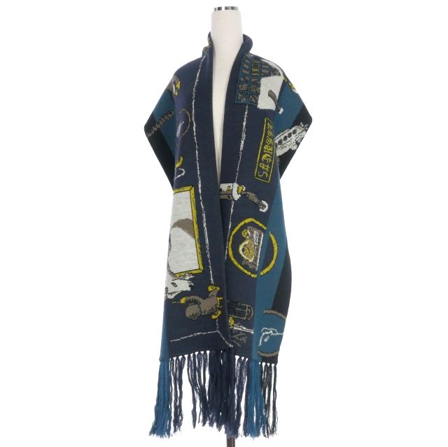 SHINYA KOZUKA 24AWマフラー F ネイビー 紺 シンヤコズカ SHINYA KOZUKA 24AW Dive Into The Scarf ストール