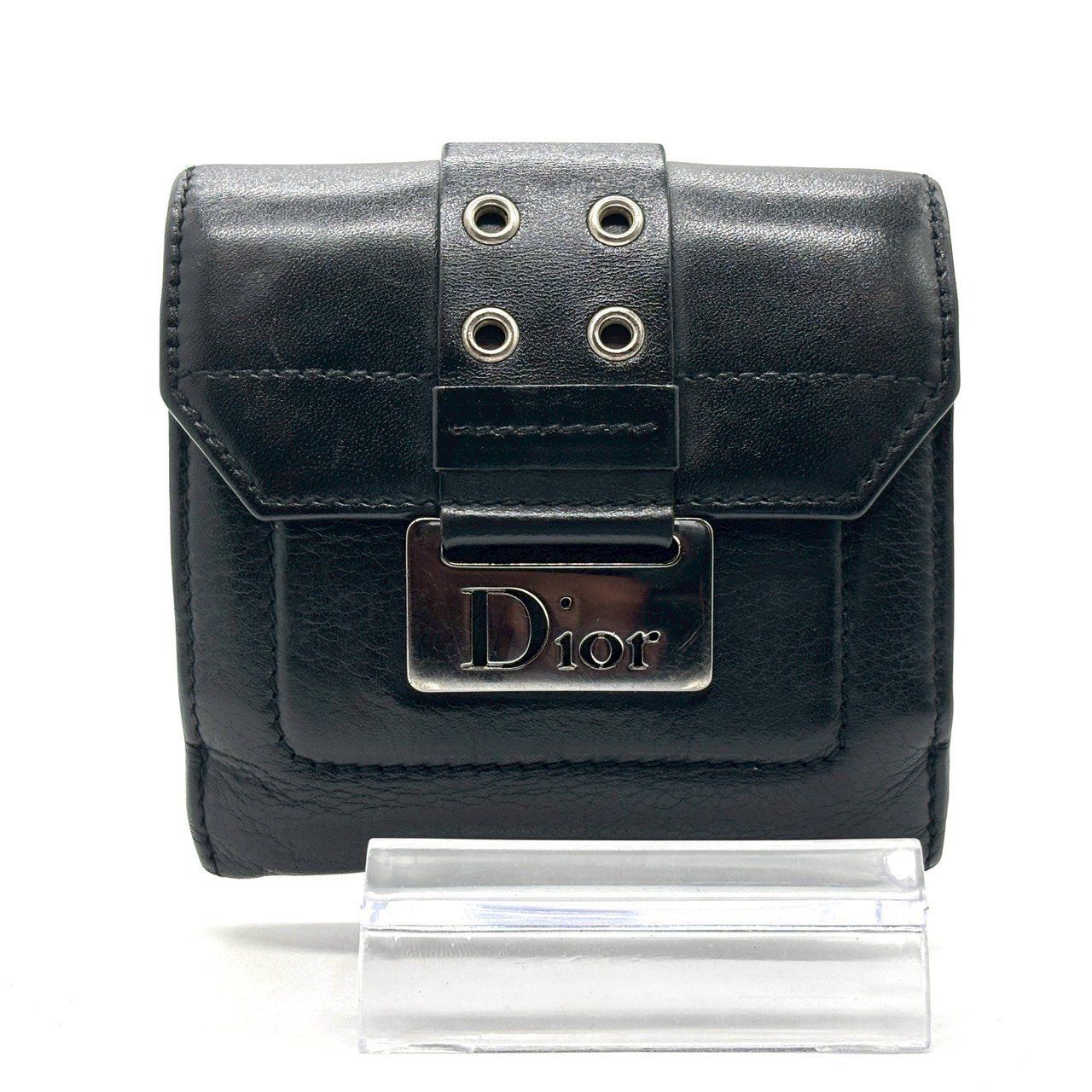 クリスチャンディオール レザー 二つ折り財布 Christian Dior 中古 クリスチャンディオール 二折財布小銭入付