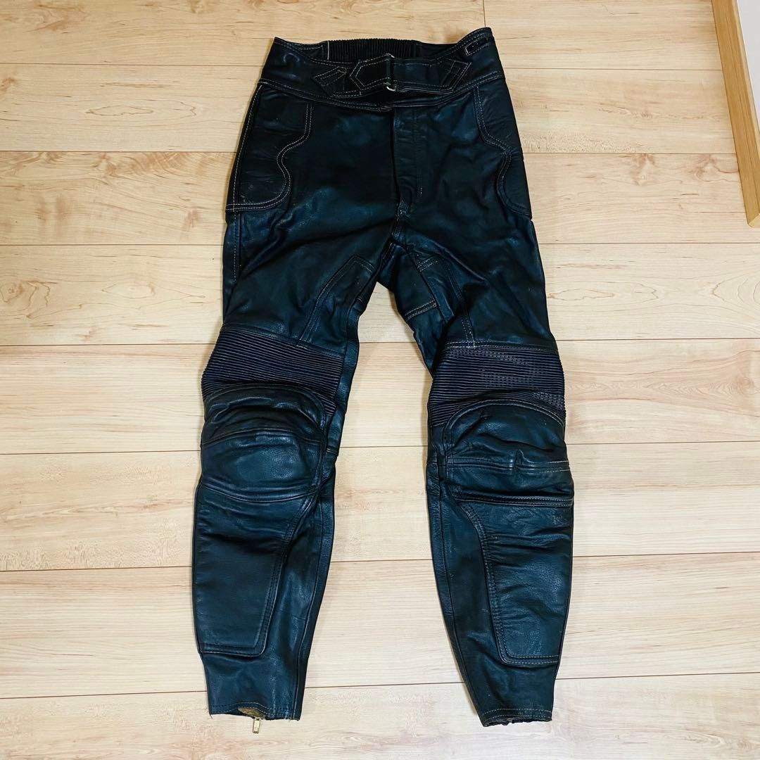 カドヤ レザーパンツ Mサイズ 内側メッシュ ニーパッド付き バイク