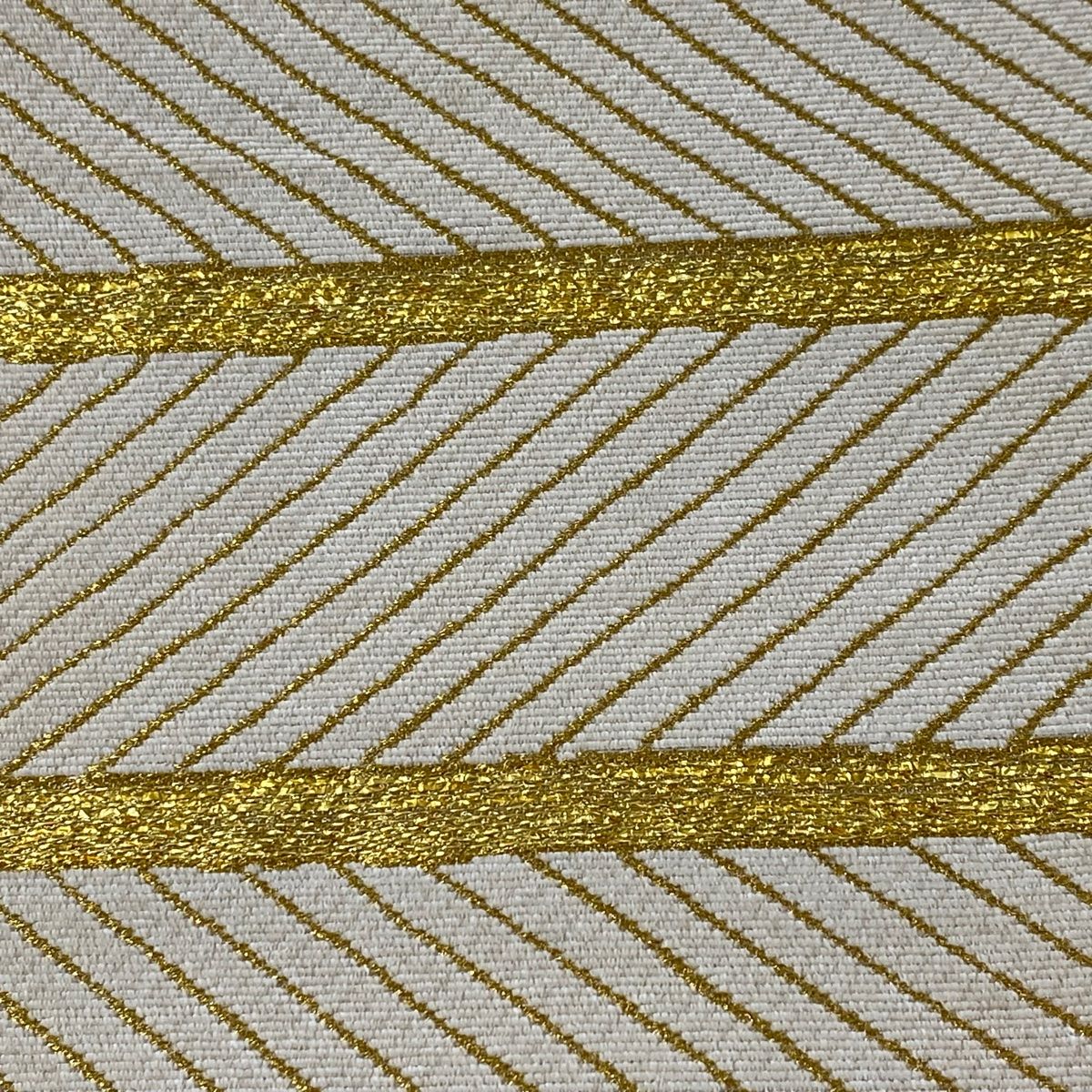 袋帯 美品 名品 横段 斜縞 金糸 箔 ベージュ 六通 正絹 【中古