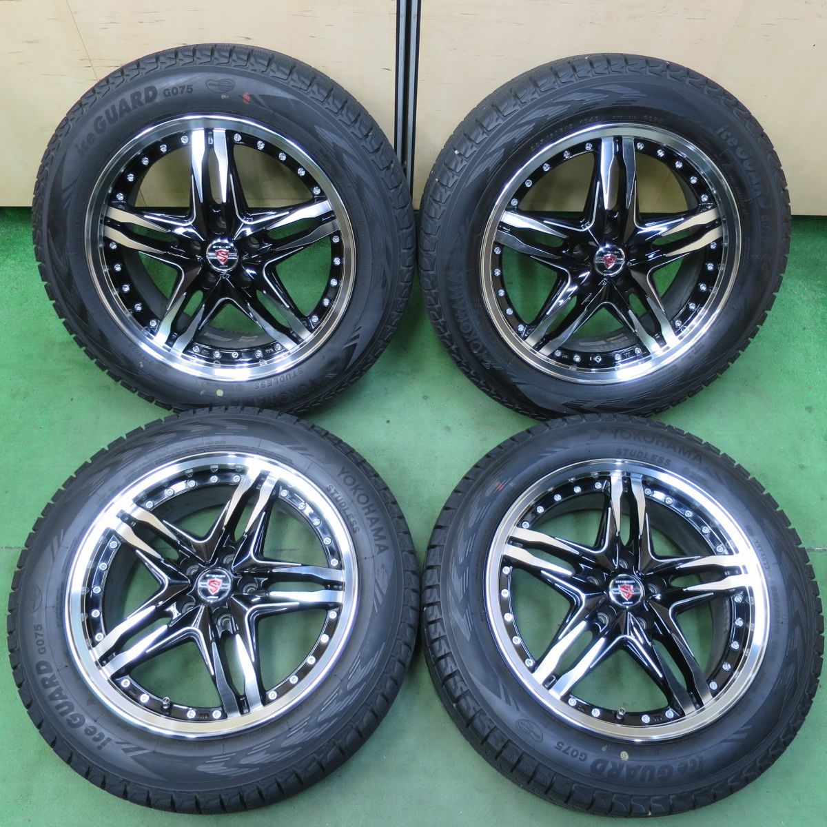 バリ溝 22年 キレイ 9.5分 STEINER AME 225|60R18 スタッドレス ヨコハマ アイスガード G075 シュタイナー 18インチ PCD114.3|5H 5061102イス