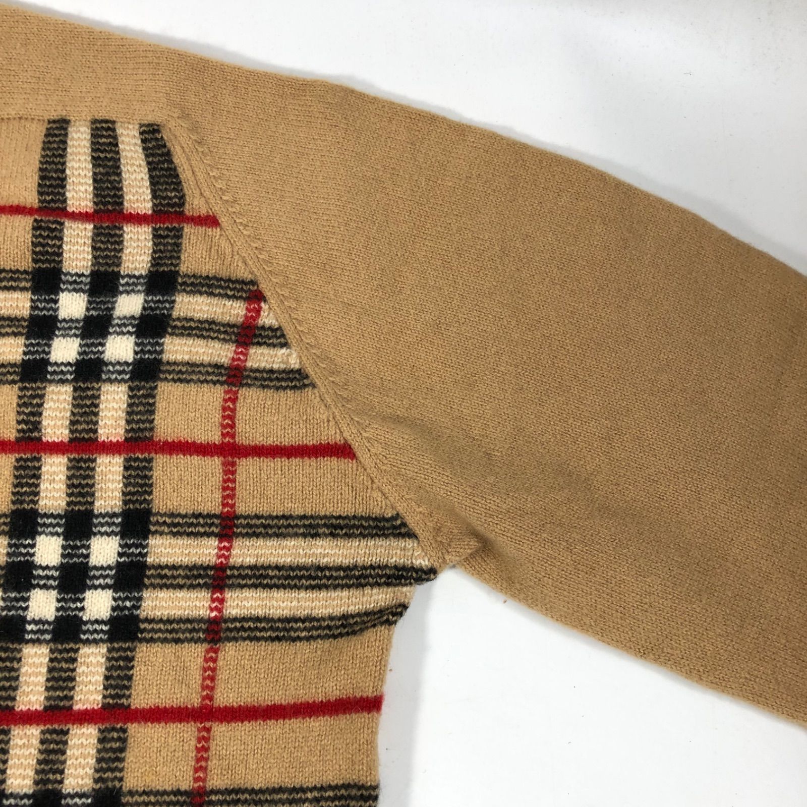 【希少】バーバリー ニットカーディガン カシミア100％ キャメル ノバチェック 希少】バーバリー ニットカーディガン カシミア100％ キャメル