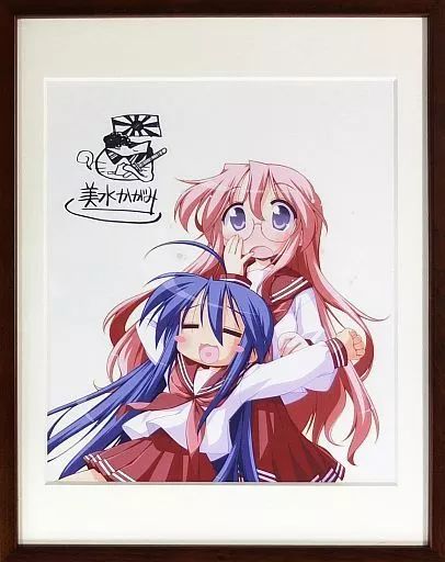 中古】原画イラストボード 美水かがみ 額装複製原画 らき☆すた 第3巻