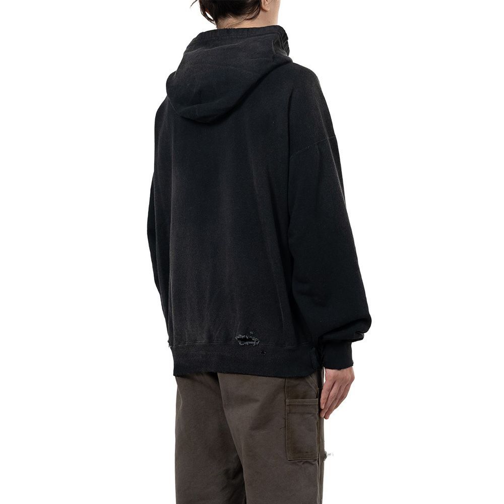 KAMIYA/カミヤ】Distressed Henry Neck Hoodie - BLACK / ヘンリー 