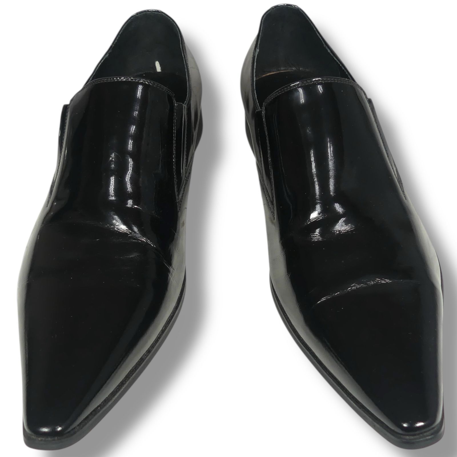 LUCIUS ルシウス エナメル ローファー 25.5 本革 黒 ビジネスシューズ レザー メンズ 41 スリッポン ポインテッドトゥ ローファーサイズ25.5cm一覧←SEULB屋着古← NR4666