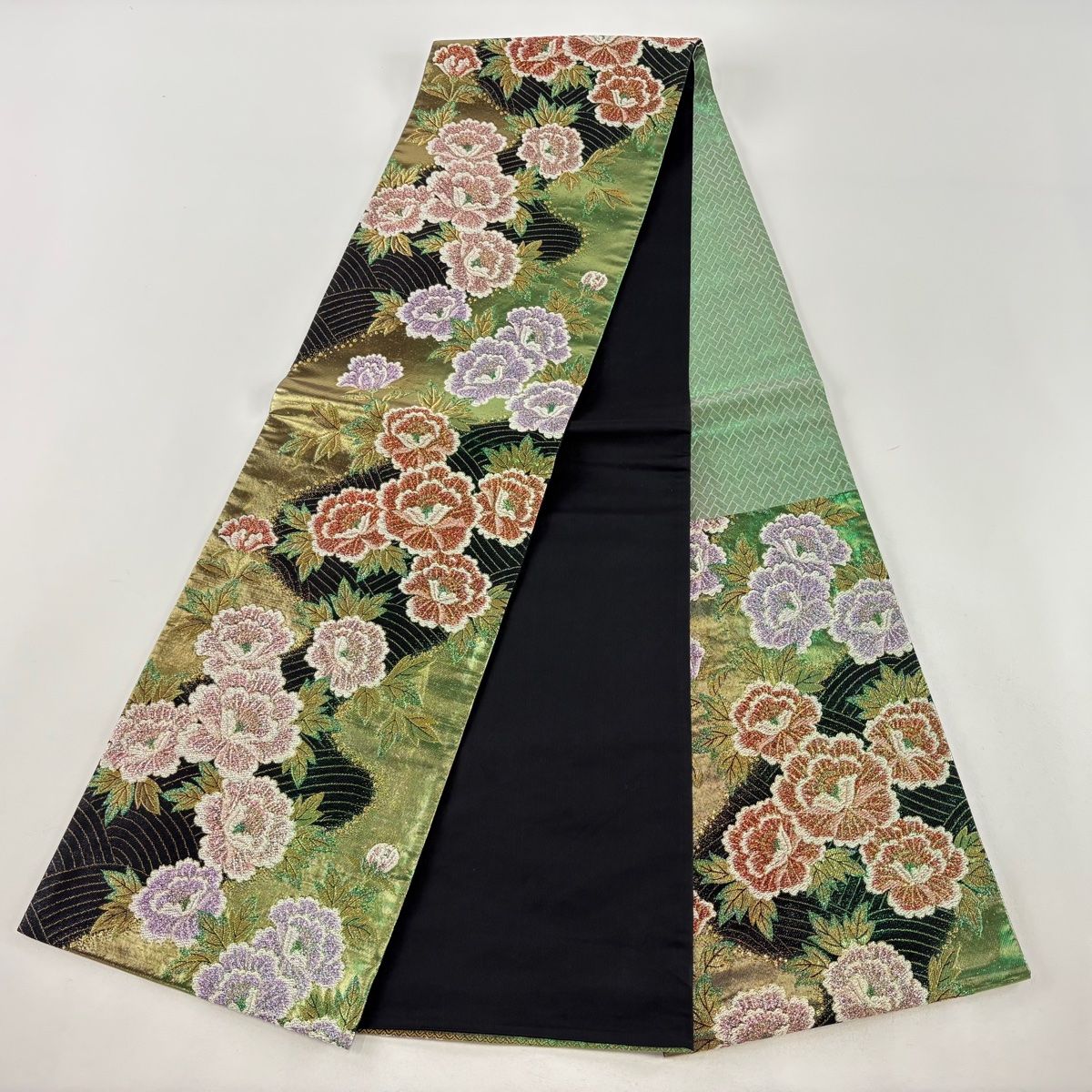 袋帯 美品 秀品 草花 波 金糸 箔 緑 六通 正絹 【中古】 - メルカリ