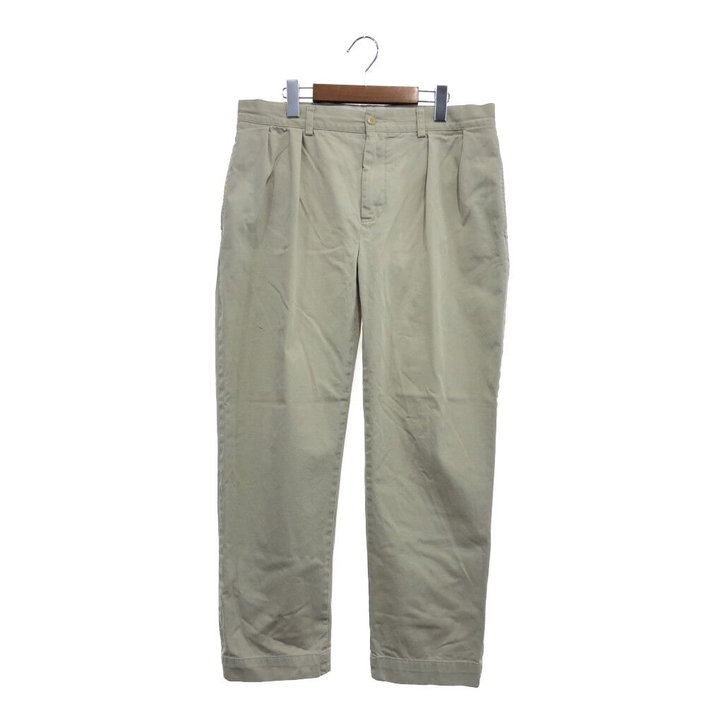 90年代 Polo by Ralph Lauren ラルフローレン ETHAN PANT 2タック チノパンツ ボトムス ポロチノ ベージュ (メンズ 34/30) 中古 古着 P5985