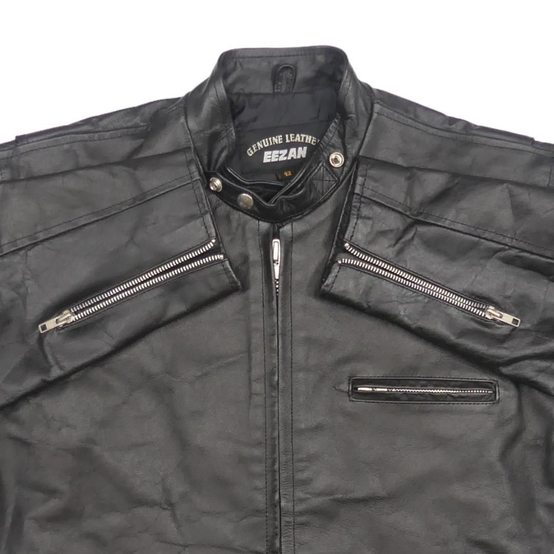 ライダースジャケット 本革 シングル レザージャケット XL 黒 HH9092