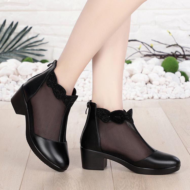 メッシュ サマーブーツ レディースサンダル パンプス ハイヒール 春夏秋ブーツ ファッションサンダル 厚底 9cmヒール シースルー ブーティ バックジッパー ブーツサンダル サマーブーツ レディース メッシュ