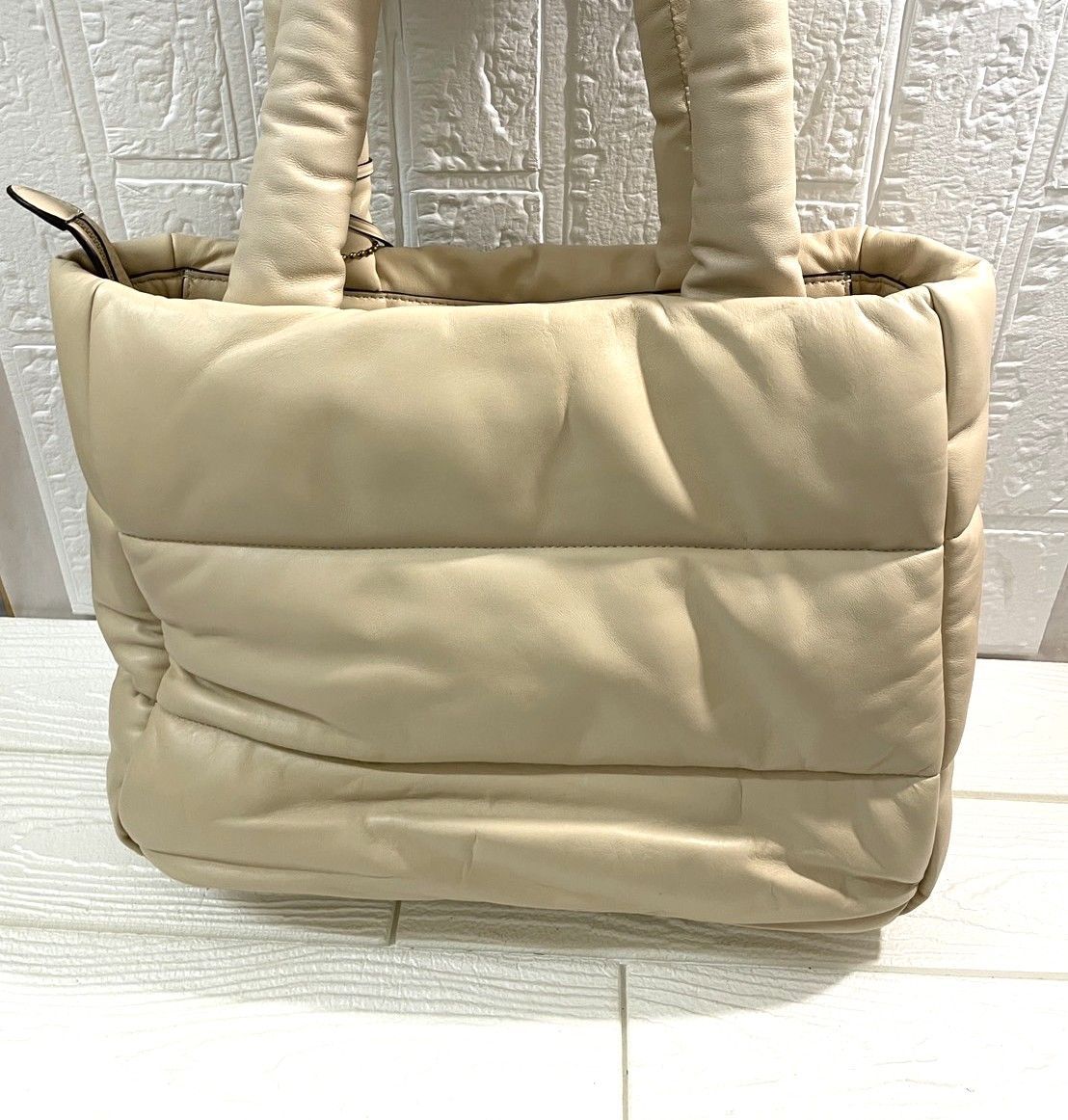 I【保管品】COACH コーチ ピロートートバッグ ベージュ キルティング 