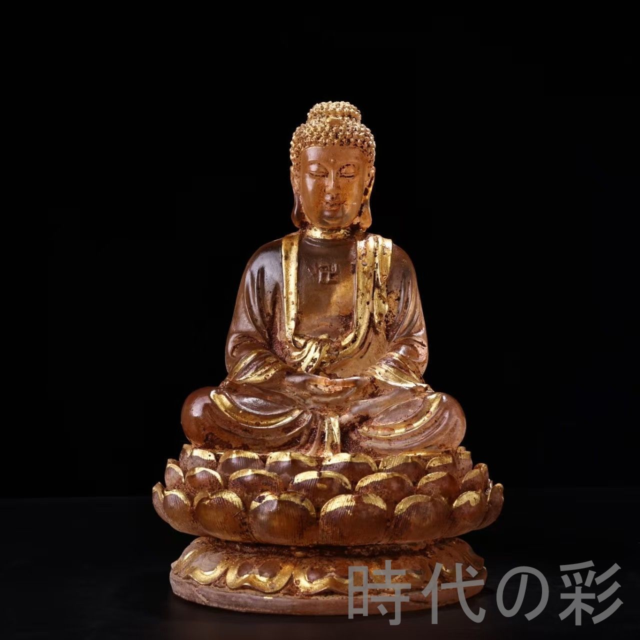 中国古美術 旧蔵 清代 水晶 金メッキ 釈迦牟尼佛像 古玩 細工 古賞物 置物 時代物 収集 古美味 旧家蔵出 R07100336