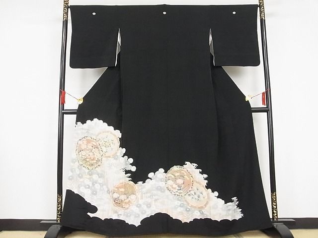 平和屋-こころ店□豪華黒留袖 駒刺繍 鏡裏花文 正絹 逸品 AAAI2529Abr - メルカリ