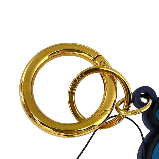 ヴェルサーチ キーホルダー キーリング チャーム バッグチャーム ロゴ ラバー GP ブルー ブラック VERSACE メンズ レディース 感 人気デザイン 上品 NEXPOTALLINN_EU
