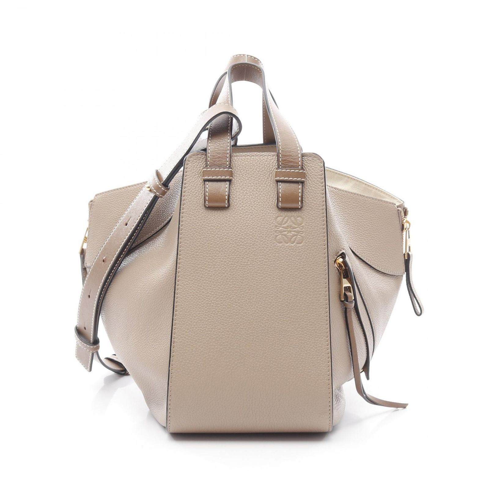 【美品】LOEWE ロエベ ハンモック ハンドバッグ サンド/ミンク スモール ロエベハンモックスモールサンドミンク