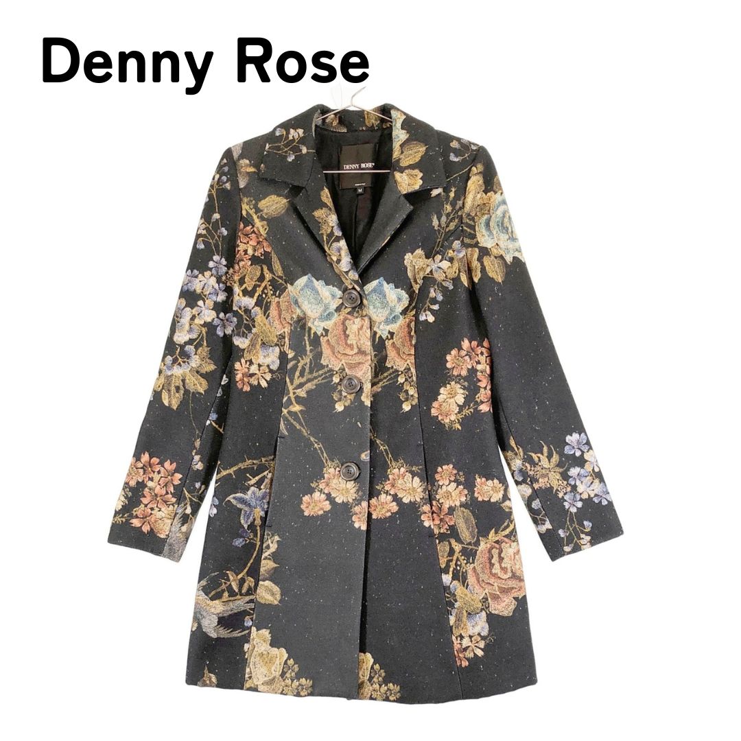 ☆レア商品☆ 【イタリア製】 Denny Rose デニーローズ M ブラック 黒 総花柄 ロングコート スプリングコート - メルカリ