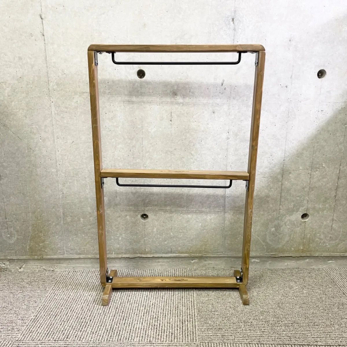 木製ペット用ハンガーラック アイアン&ウッド仕様 W500×H750mm 2段バー 