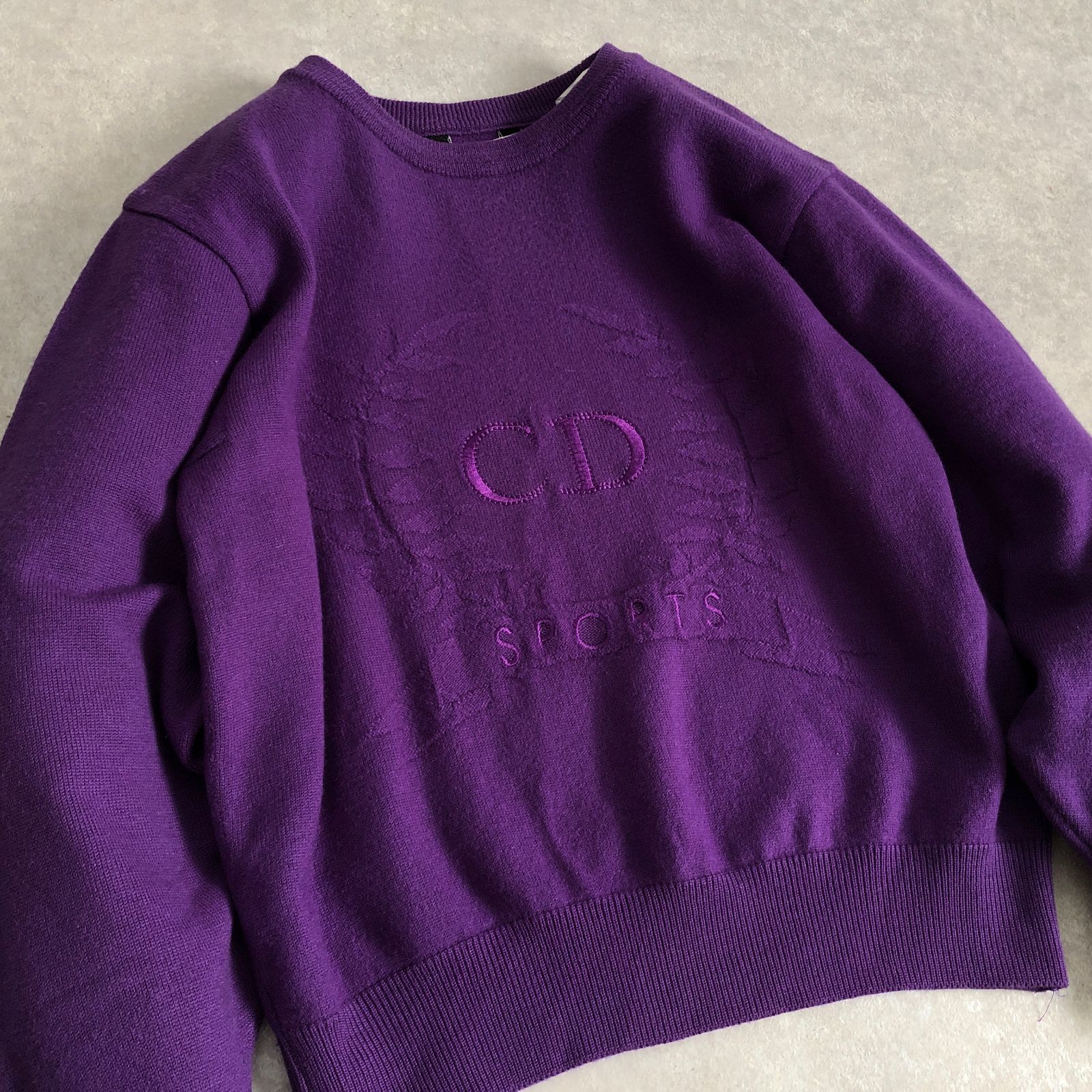 Christian Dior ヴィンテージ ロゴ刺繍 ウール ニット セーター