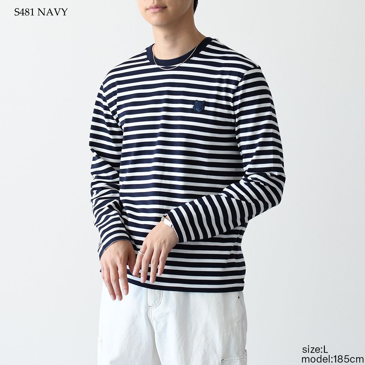 メゾンキツネ 長袖Tシャツ ロンT フォックスヘッド ネイビー メゾンキツネ 長袖Tシャツ ロンT フォックスヘッド ネイビー
